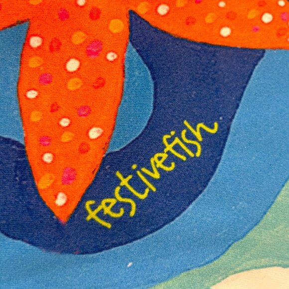 Festivefish Rash Guard UPF 50+ SMALL Long Sleeve Wave by Artist Alison Bramhall - Picture 4 of 5